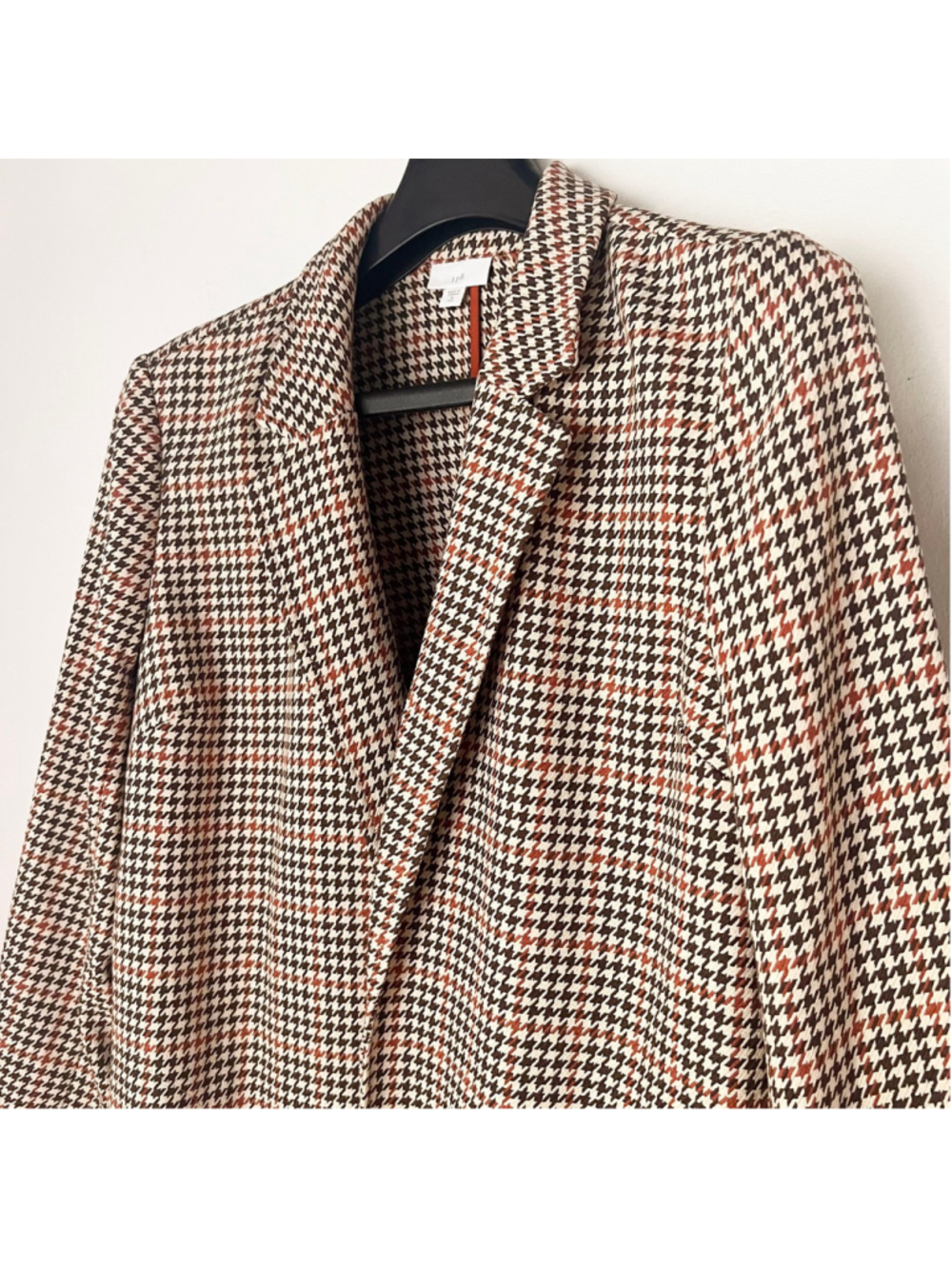 J Jill Sz M Tall Sonoma Houndstooth Duster Jacket Brown & Orange Business Career - Picture 4 of 11